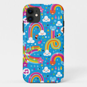 wolken regenbogen regendruppels harten patroon iPhone 11 hoesje