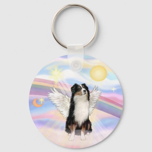 Wolken - Tri Color Australian Shepherd Sleutelhanger (Voorkant)