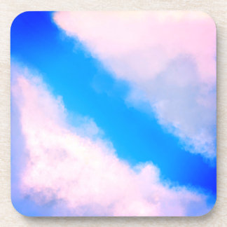 Wolken uit elkaar - Blauw met roze wolken Bier Onderzetter