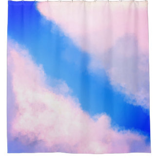 Wolken uit elkaar -Blauw w/Roze Wolken Douchegordi Douchegordijn