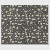 Wolken van Star Moon Planets Cadeaupapier (Vlak)