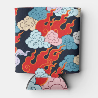Wolken, vlammen: zwart patroon. blikjeskoeler