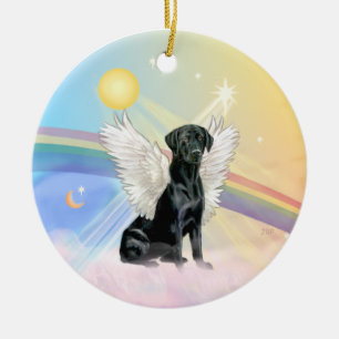 Wolken - Zwarte Labrador Engel Keramisch Ornament
