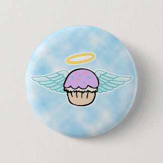 wolkenachtergrond, cupcake engel zonder tekst ronde button 5,7 cm