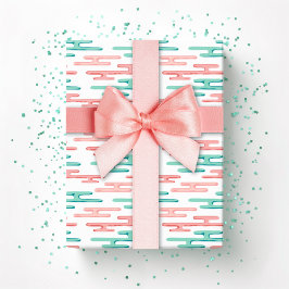 Wolkenbanden in Teal en Flamingo zijn een goed voo Cadeaupapier