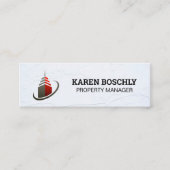 Wolkenkrabber Gebouw Icoon Mini Visitekaartje (Voorkant)