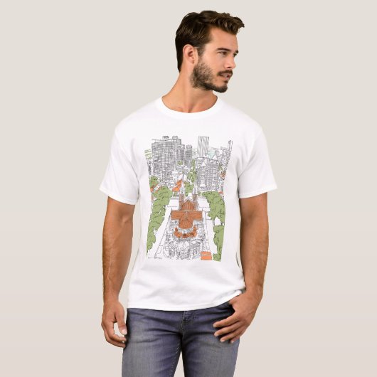 wolkenkrabbers gebouwen kerk t-shirt (Voorkant volledig)