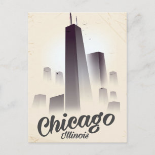 Wolkenkrabbers van Chicago vintage reisposter Briefkaart