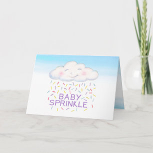 Wolkje baby besproeiing blauw aquarel dank je wel kaart