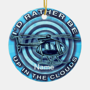 Wolkken Blauwe Helikopter Keramisch Ornament