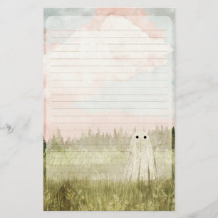 Wolkken van Suikerspin - Cute Geest Gelinieerd Briefpapier