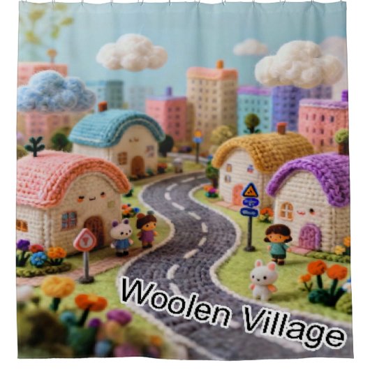 Wollen dorp douchegordijn (Voorkant)