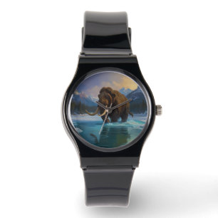 Wollige mammoet en Rocky Mountains Horloge