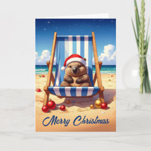 Wollige Wombat Kerstman hoed Prettig Kerstfeest Feestdagen Kaart