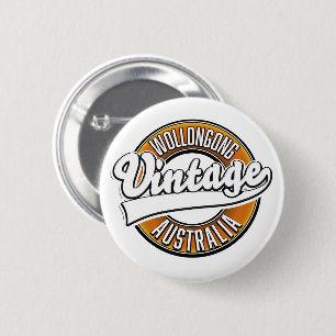 Wollongong australië vintage stijl logo. ronde button 5,7 cm