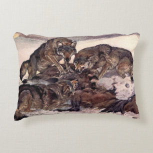 Wolven door Winifred Austen, Vintage Wilde Dieren Accent Kussen