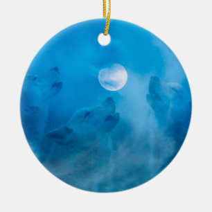 Wolven en Moon Native American Gifts Keramisch Ornament