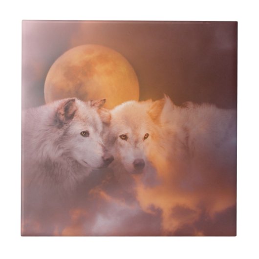 Wolven en Moon Tegeltje (Voorkant)