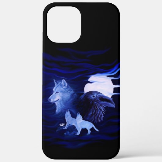 Wolven en Raven met volle maan Case-Mate iPhone Case (Achterkant)