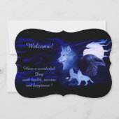 Wolven en Raven met volle maan, voeg Jouw tekst to Kaart (Voorkant)