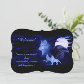 Wolven en Raven met volle maan, voeg Jouw tekst to Kaart (Staand voorkant)