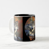 Wolven Grijze Wolf Canis Lupis Tweekleurige Koffiemok (Voorkant links)