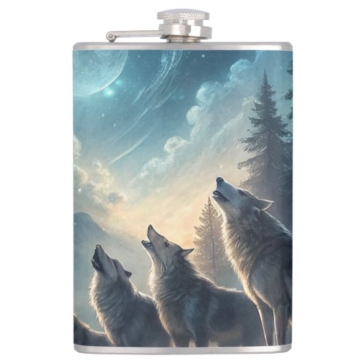 Wolven Heupfles (Voorkant)