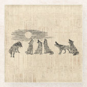 Wolven Howling van de Wolfkunst van Moon Glazen Onderzetter (Voorkant)