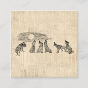 Wolven Howling van de  Wolfkunst van Moon Informatiekaartje