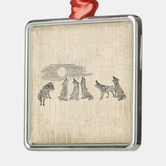Wolven Howling van de Wolfkunst van Moon Metalen Ornament (Links)