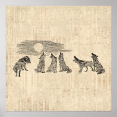 Wolven Howling van de  Wolfkunst van Moon Poster (Voorkant)