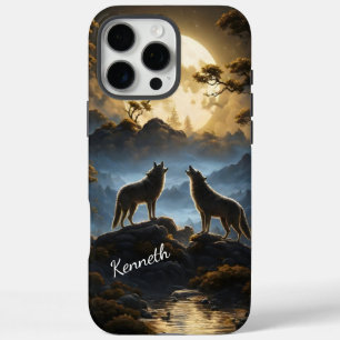 Wolven huilen onder volle maan iPhone 16 pro max hoesje