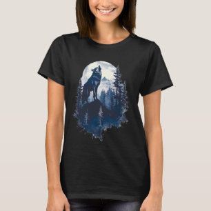 Wolven huilen voor de maan en bos wolf wint t-shirt