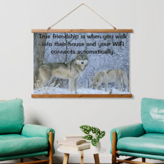 wolven in een sneeuwveld hangend wandkleed