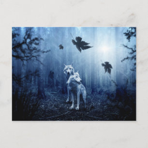 Wolven in het bossen briefkaart