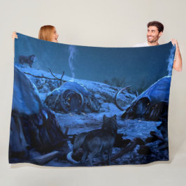 WOLVEN IN KAMP FLEECE DEKEN