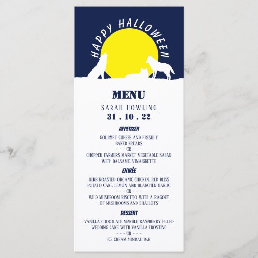 Wolven in Moonlight, Happy Halloween Menu (Voorkant)