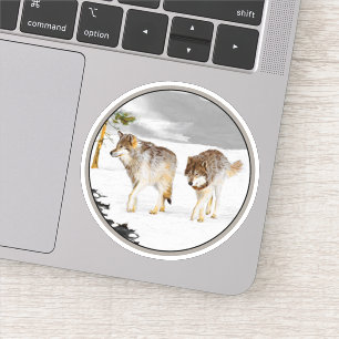 Wolven in sneeuwschilderijen - Oorspronkelijke Wil Sticker