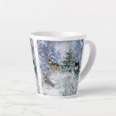 Wolven met Kerst Collage Kunst Latte Mok (Rechterhoek)