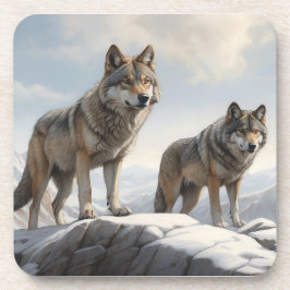 Wolven OP een berg naar boven Bier Onderzetter