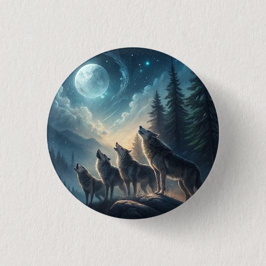 Wolven Ronde Button 3,2 Cm (Voorkant)
