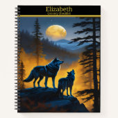 Wolven sereneren het maanlicht in een rustig bos notitieboek (Voorkant)
