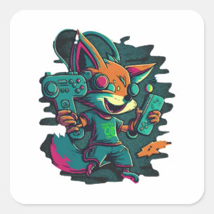Wolven spelen spelletjes vierkante sticker