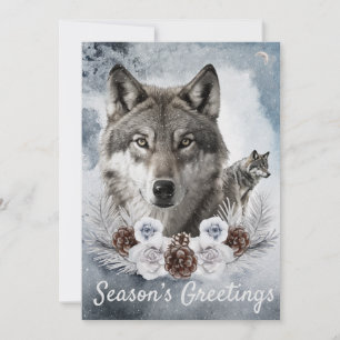Wolven Waterverf Winter Kerstmis Feestdagenkaart