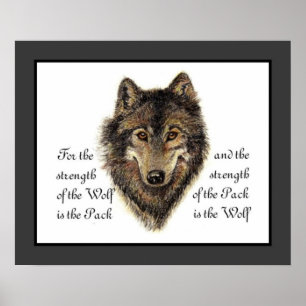Wolven, Waterverf Wolf & Pack Citaat, Natuur Poster