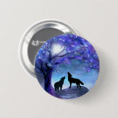 Wolven Wildlife Animals Blue Button (Voorkant /achterkant)