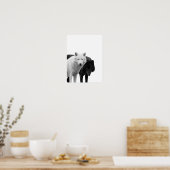 Wolven Zwart Wit  Blokhut Rustiek Fotoposter Poster (Keuken)