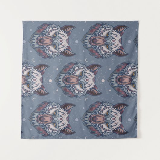 wolvenhoofden met boho-decoratie wandkleed (Voorkant (horizontaal))