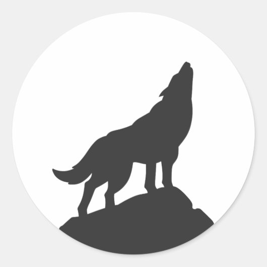 Wolvensilhouet — Kies achtergrondkleur Ronde Sticker (Voorkant)