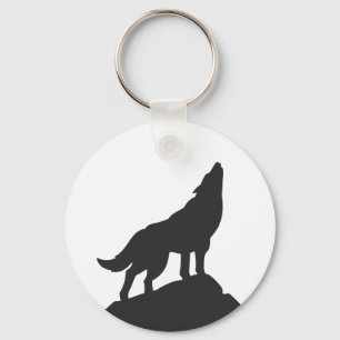 Wolvensilhouet — Kies achtergrondkleur Sleutelhanger